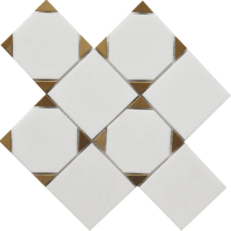 Rockart Thassos Square 9x9 Marble Mosaic Tile.