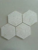 Premium shellstone hexagon mosaic tile for accent walls and shower installations