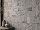Close-up of Soho Hill matte marble mosaic tile by Mythology Tile, showing natural marble pattern and textured surface.