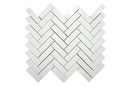 Thassos Herringbone marble mosaic tile with polished white marble pattern