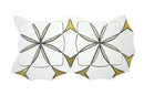 Waterjet Monaco Thassos brass stainless steel mosaic tile with geometric floral pattern