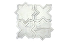 White Dolomite and Turkish Carrara marble waterjet mosaic tile with geometric pattern