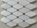 Elegant octagon marble mosaic accent wall featuring Dolomite polished stone with blue dot detailing