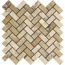 1x2 Tumbled Philadelphia Travertine Herringbone Mosaic Tile.