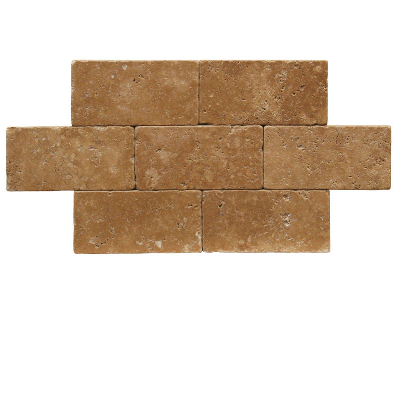 Noce Travertine 3x6 Tumbled Tile.