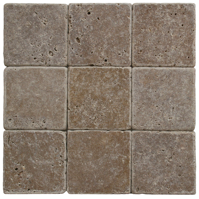 Noce Travertine 4x4 Tumbled Tile.
