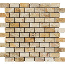 1x2 Tumbled Valencia Travertine Brick Mosaic Tile.