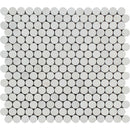 Oriental White Honed Marble Penny Round Mosaic Tile.