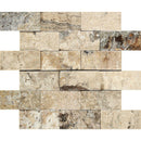 2x4 Split-faced Philadelphia Travertine Brick Mosaic Tile.