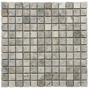 Silver Travertine 1x1 Tumbled Mosaic Tile.
