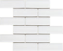White 2x6 Beveled Brick Porcelain Mosaic Tile - Onlinetileshop.com