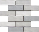Silver 2x6 Undulated Brick Porcelain Mosaic Tile - Onlinetileshop.com