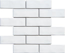 White 2x6 Undulated Brick Porcelain Mosaic Tile - Onlinetileshop.com