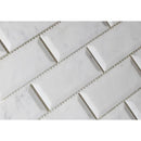 White Carrara Marble 2x4 Deep Beveled Polished Mosaic Tile.