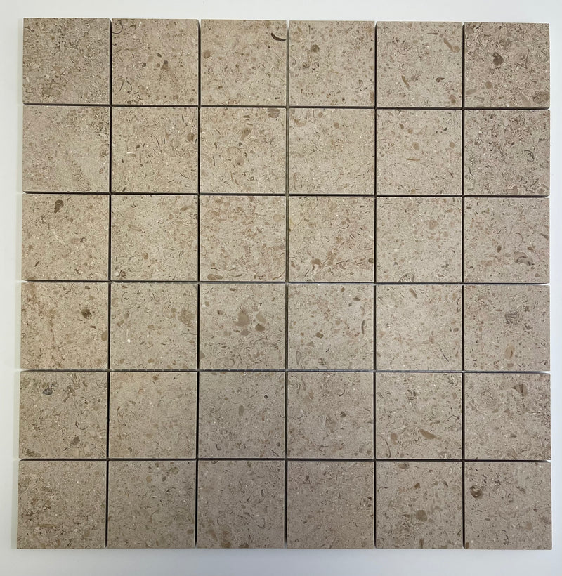 Gascogne Beige Limestone 2x2 Honed Mosaic Tile - Onlinetileshop.com