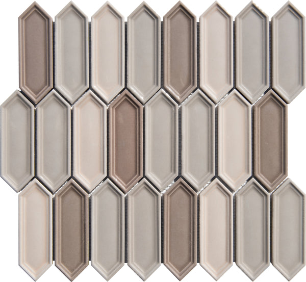 Ivy Lace Blend Picket Porcelain Mosaic Tile - Onlinetileshop.com
