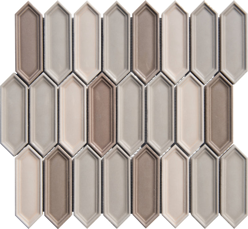 Ivy Lace Blend Picket Porcelain Mosaic Tile - Onlinetileshop.com