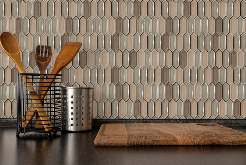Ivy Lace Blend Picket Porcelain Mosaic Tile - Onlinetileshop.com