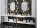 THEODORA Nero Marquina, Thassos White, Brass Mix Mosaic Tile - stoneandtiledepot.com