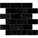 Nero Marquina Marble 2x4 Polished Mosaic Tile.