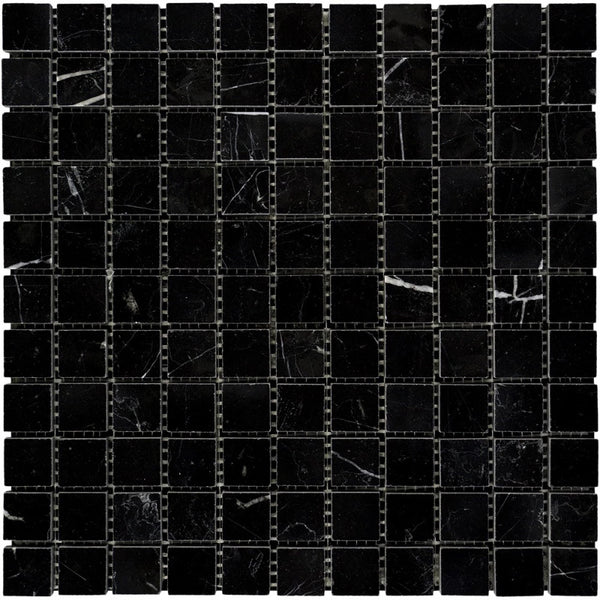 Nero Marquina Marble 1x1 Honed Mosaic Tile.