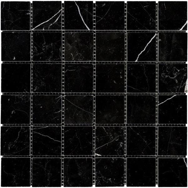 Nero Marquina Marble 2x2 Polished Mosaic Tile.