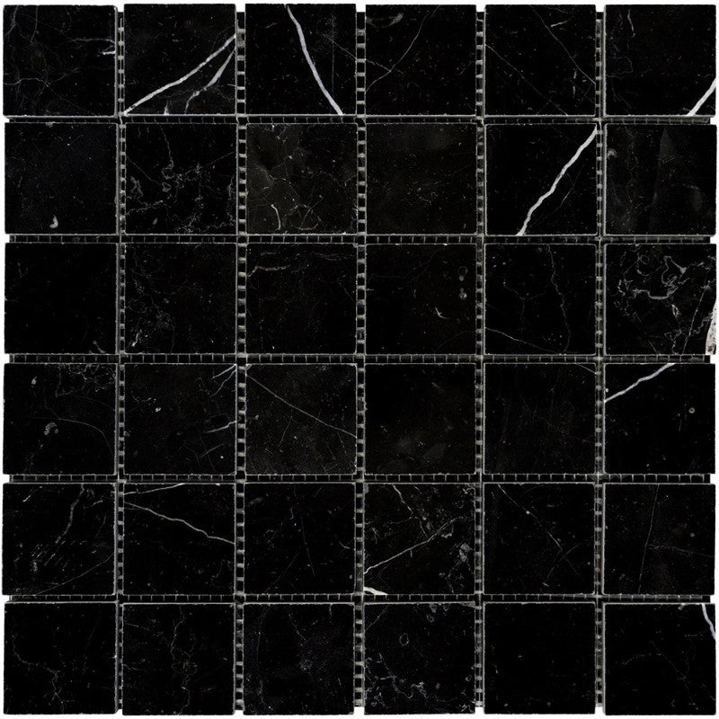 Nero Marquina Marble 2x2 Polished Mosaic Tile.