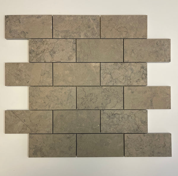 Nova Gray Limestone 2x4 Honed Mosaic Tile - Onlinetileshop.com