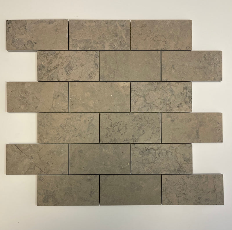 Nova Gray Limestone 2x4 Honed Mosaic Tile - Onlinetileshop.com