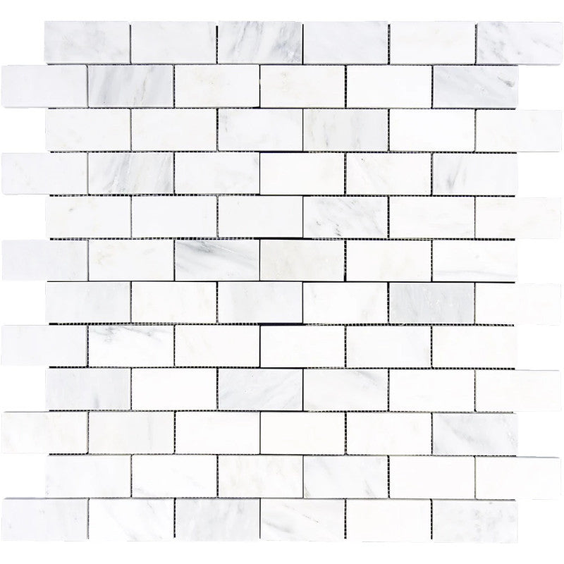 Asian Statuary (Oriental White) Marble 2x4 Polished Mosaic Tile.
