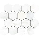 Asian Statuary (Oriental White) Marble 3x3 Hexagon Polished Mosaic Tile.