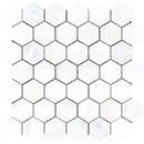 Asian Statuary (Oriental White) Marble 2x2 Hexagon Honed Mosaic Tile.