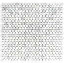 Asian Statuary (Oriental White) Marble 1x1 Hexagon Polished Mosaic Tile.