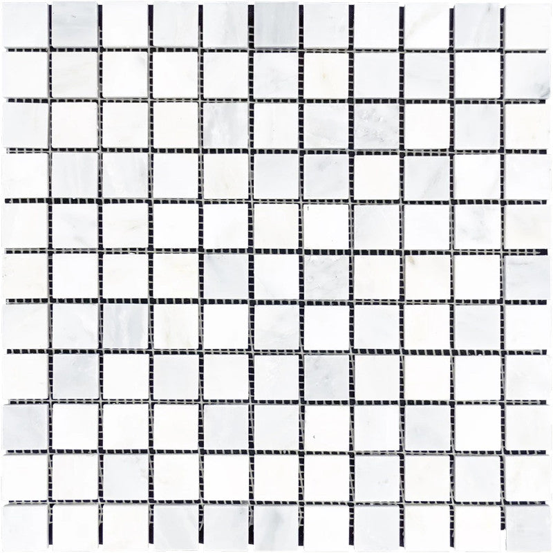 Asian Statuary (Oriental White) Marble 1x1 Polished Mosaic Tile.