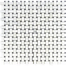 Asian Statuary (Oriental White) Basketweave W/Blue Dots Polished Mosaic Tile.