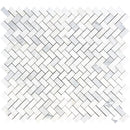 Asian Statuary (Oriental White) Marble 1x2 Herringbone Honed Mosaic Tile.