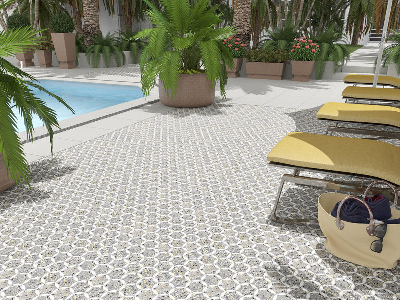 FLUVIALE Terrazzo, Dolomite Mix Mosaic Tile - stoneandtiledepot.com