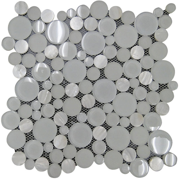 ALASKA GLACIER BEACH glass, shell Mosaic Tile.