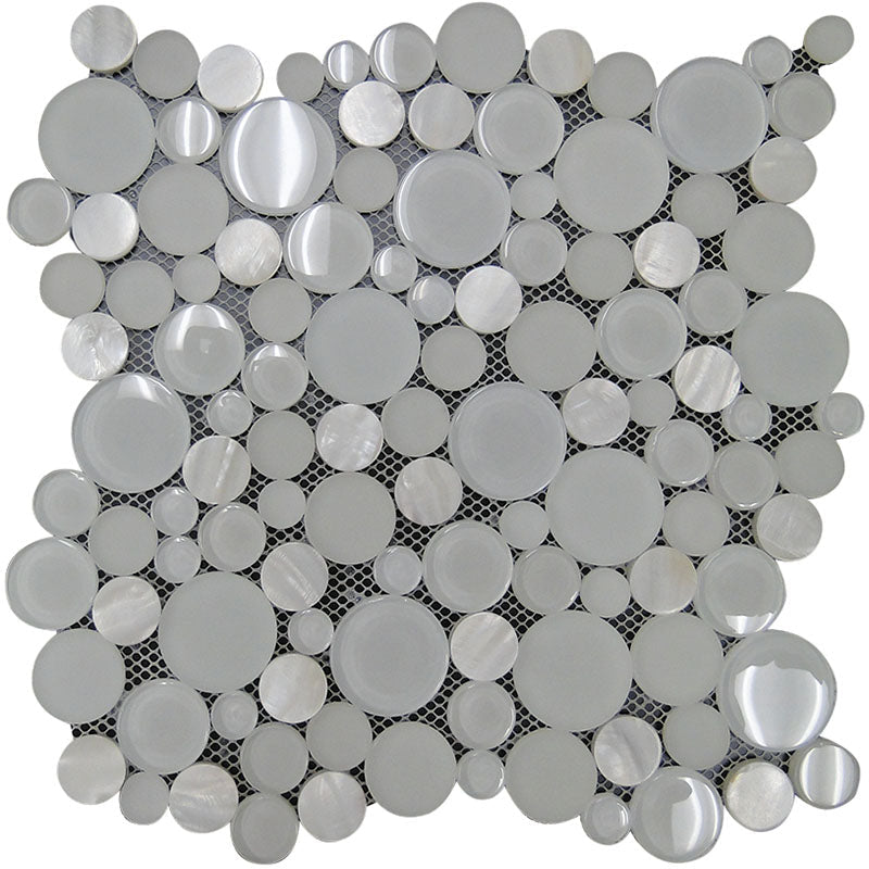 ALASKA GLACIER BEACH glass, shell Mosaic Tile.