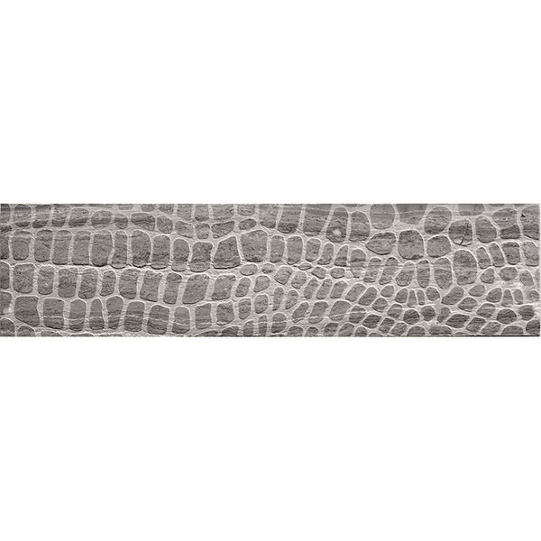 ARTISTIC ETCHED ALLIGATOR WOODEN GRAY Wooden Gray Mosaic Tile.