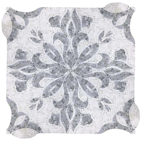 Artistic Pietra Floreale 01 Paper White/ Mugwort Blue Marble Mosaic Tile.