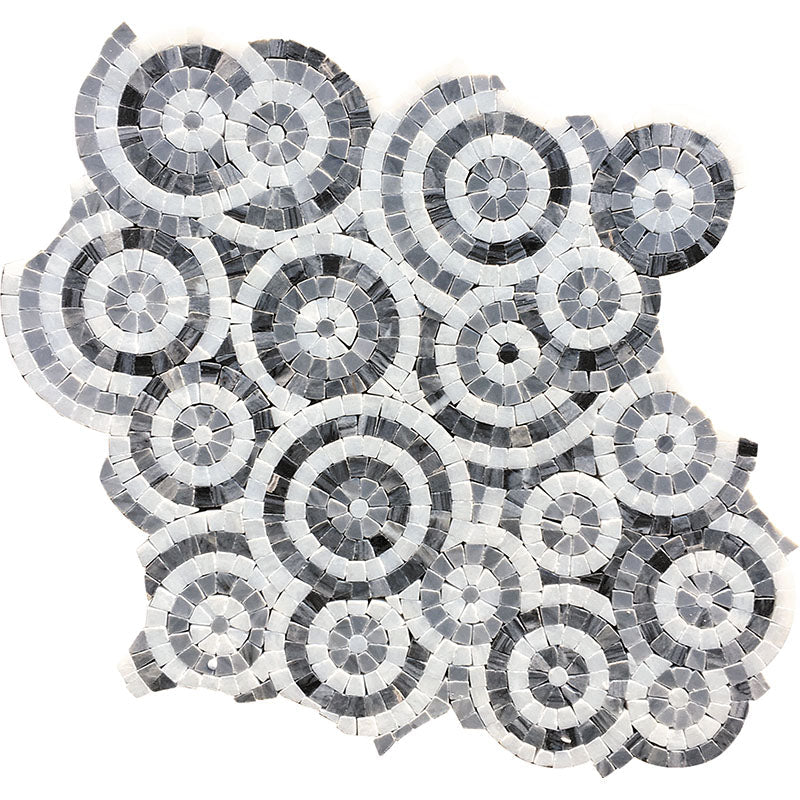 Artistic Pietra Floreale 02 Eastern White/ Bardiglio Mosaic Tile.