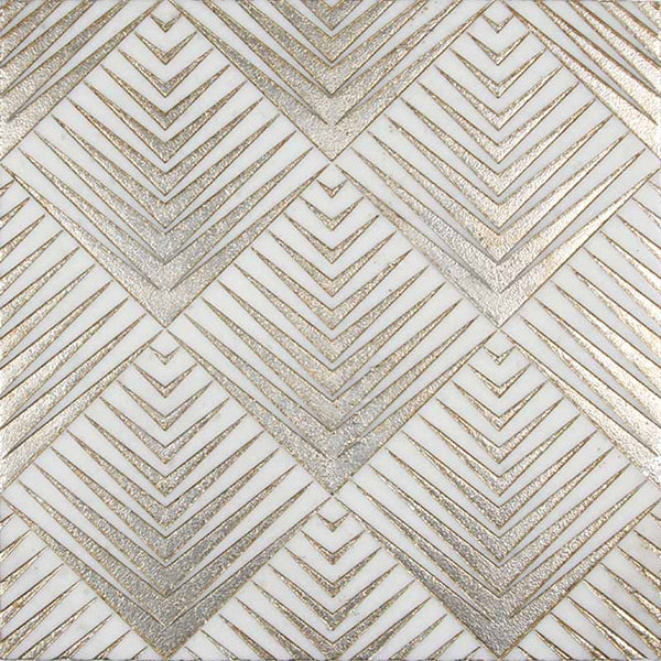 ARTISTIC RITZ GOLD ASHEN WHITE MARBLE Mosaic Tile.