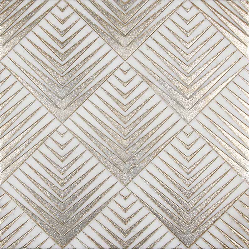 ARTISTIC RITZ GOLD ASHEN WHITE MARBLE Mosaic Tile.