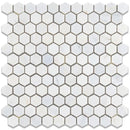 Asian Statuary (Oriental White) Marble 1x1 Hexagon Honed Mosaic Tile.