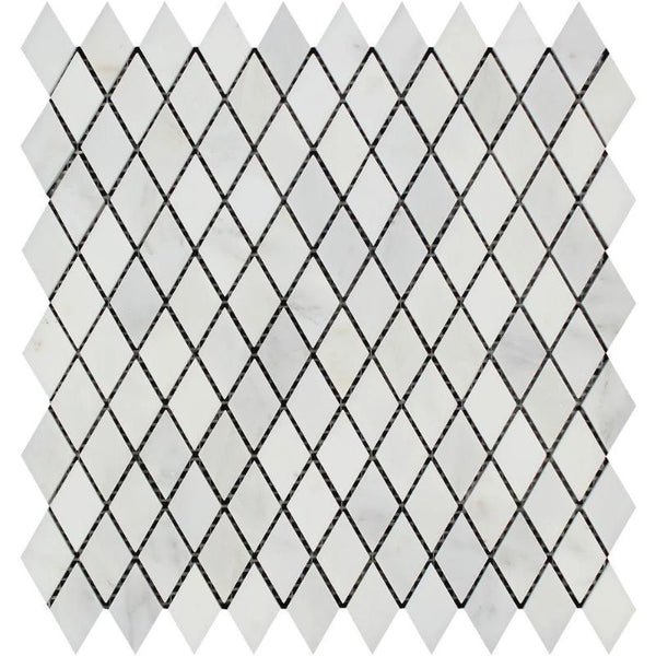 Asian Statuary (Oriental White) Marble 1x2 Diamond Polished Mosaic Tile.