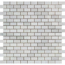 Asian Statuary (Oriental White) Marble Polished Mini Brick Mosaic Tile.