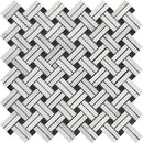 Oriental White Honed Marble Stanza Mosaic Tile w/ Black Dots.