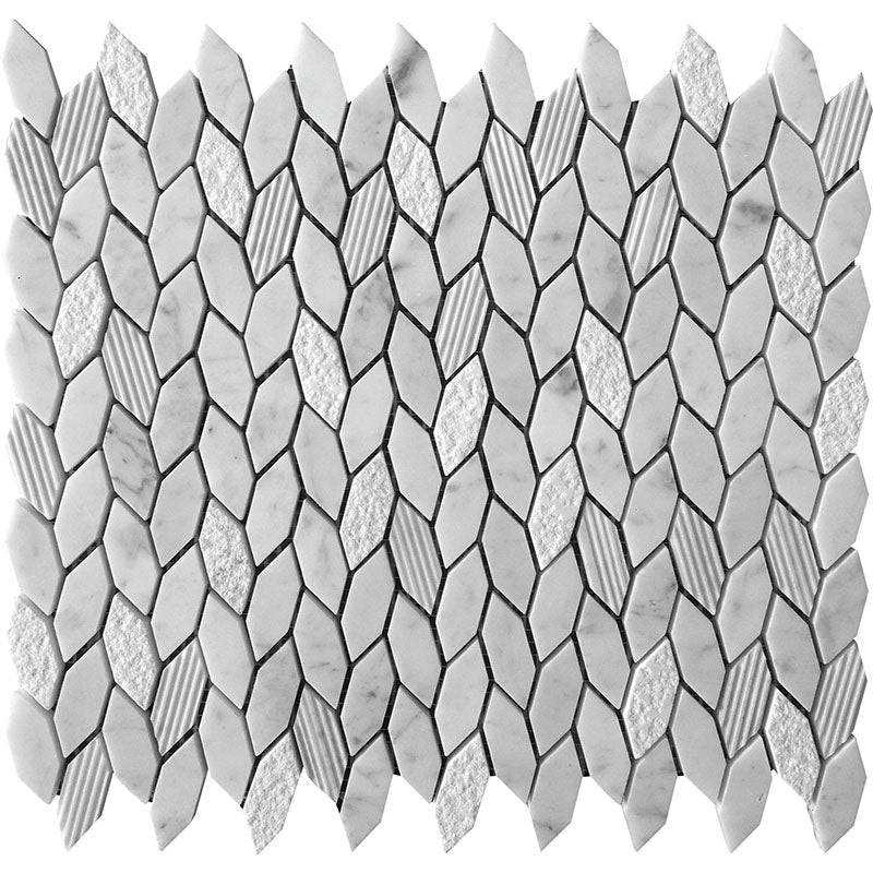 Bali Leaf Carrara Bianco Carrara Mosaic Tile.