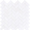 Bianco Lago Marble 1x2 Herringbone Polished Mosaic Tile.